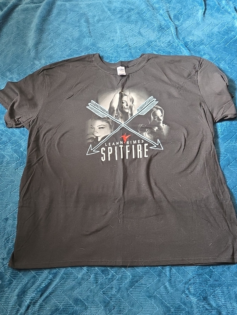 NWOT Gildan Black Spitfire Graphic Tee with White & Red Accents